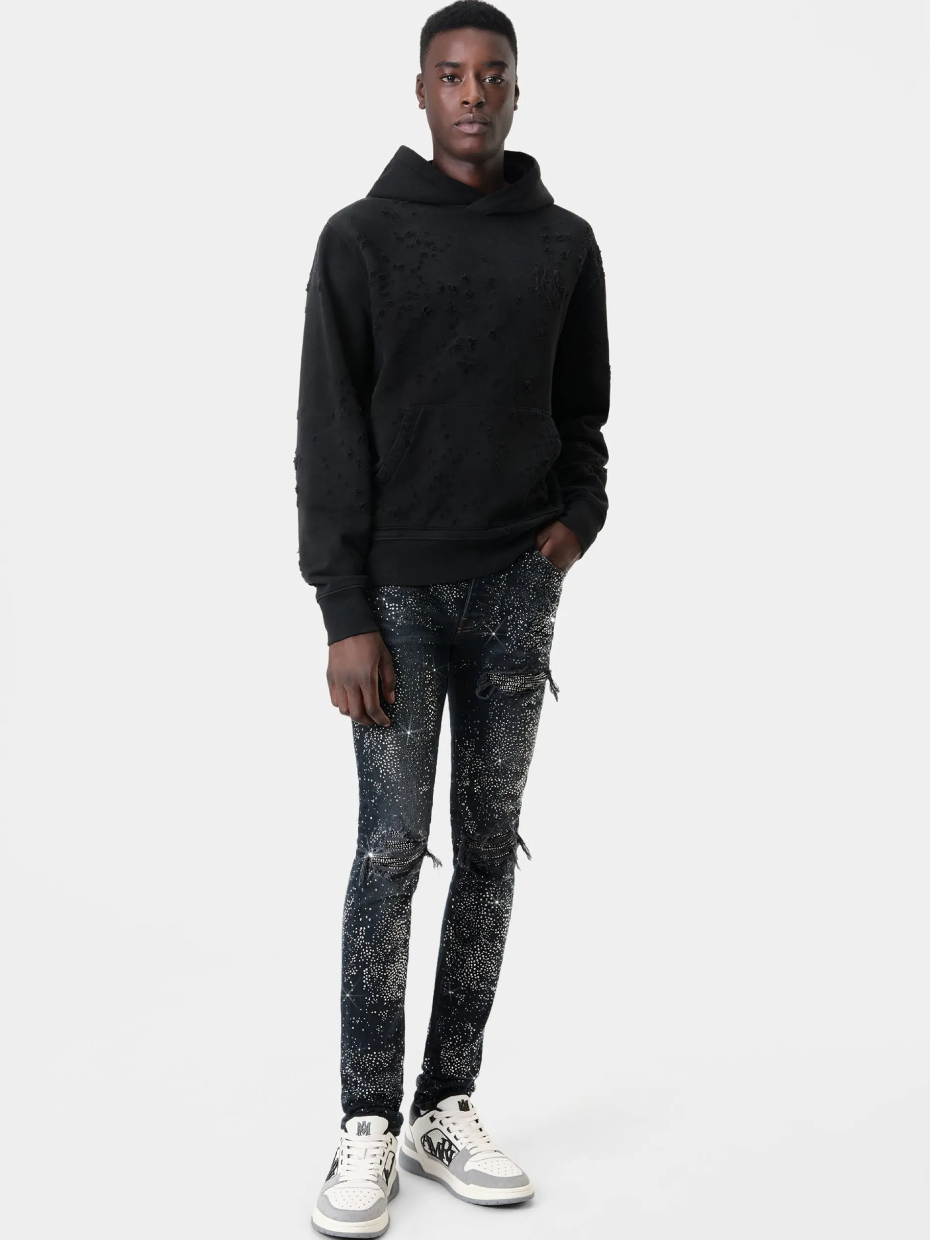AMIRI Denim<ALL OVER CRYSTAL MX1 JEAN Midnight Indigo