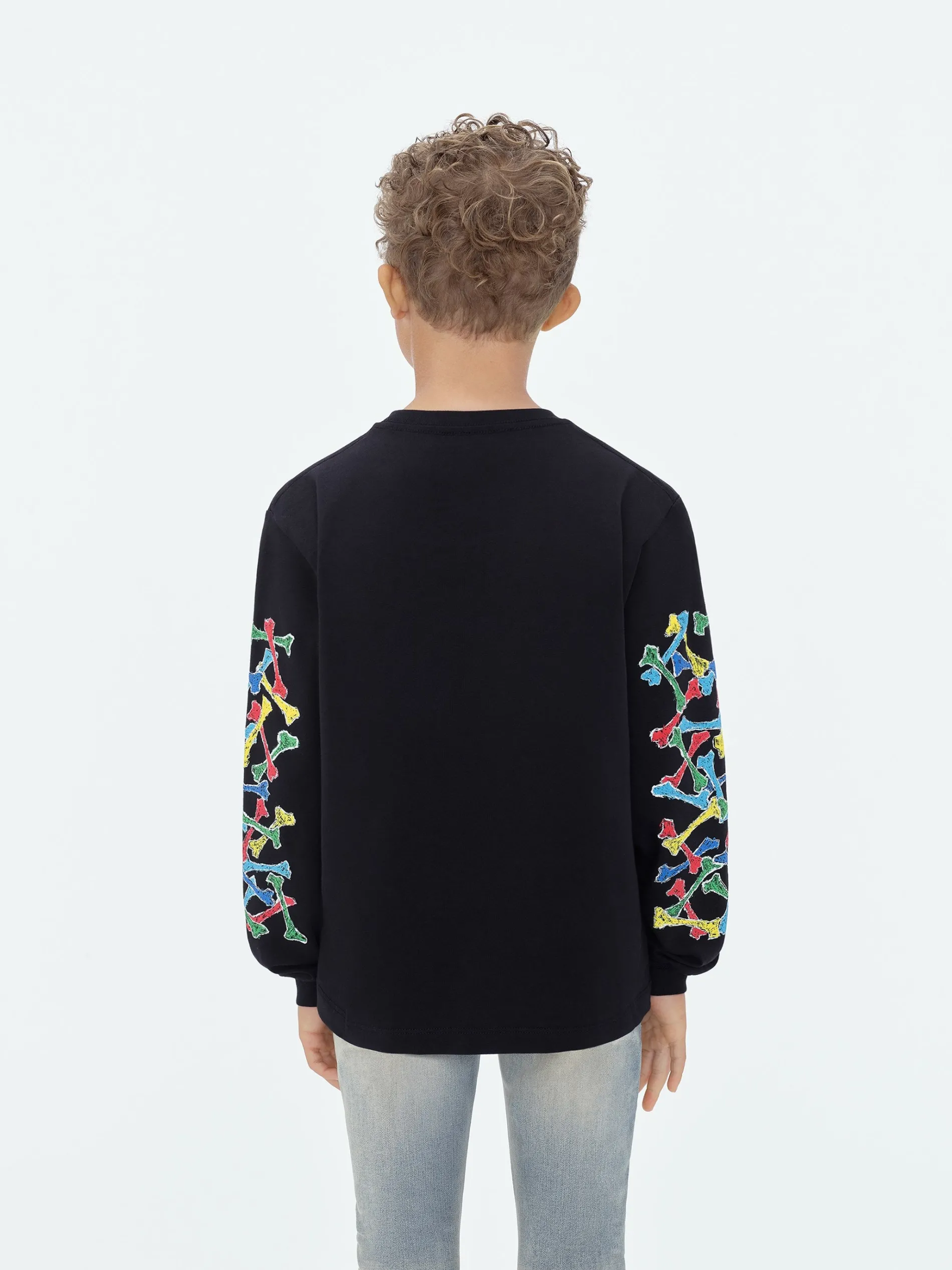 AMIRI Tees<BONES SCRIBBLE LONG SLEEVE TEE BLACK