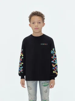 AMIRI Tees<BONES SCRIBBLE LONG SLEEVE TEE BLACK