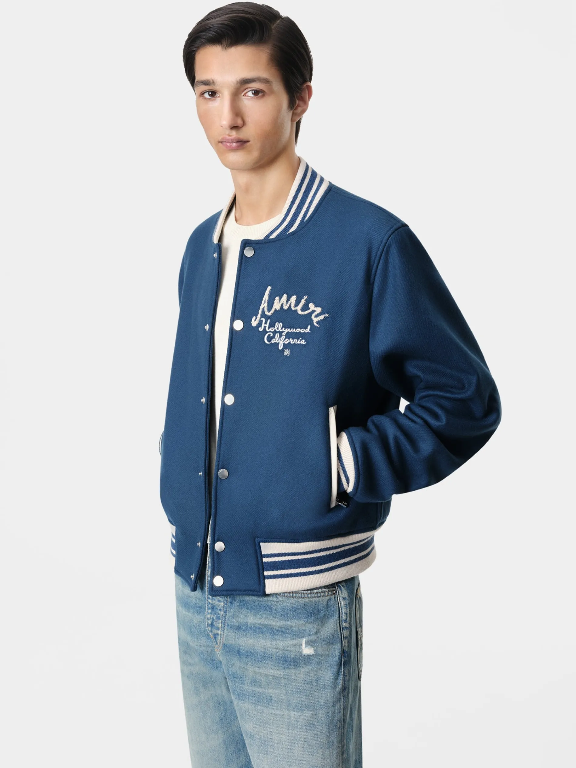 AMIRI Outerwear<HOLLYWOOD BOMBER JACKET DUSTY BLUE