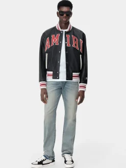 AMIRI Outerwear<LEATHER BOMBER BLACK