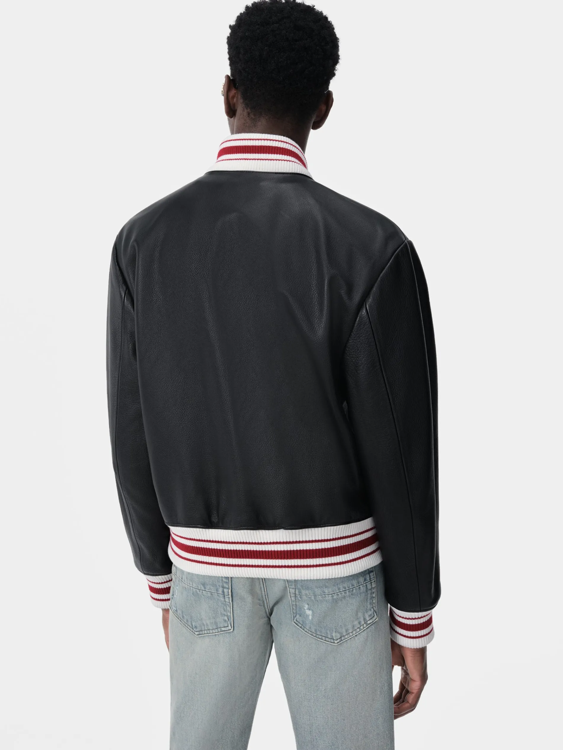AMIRI Outerwear<LEATHER BOMBER BLACK