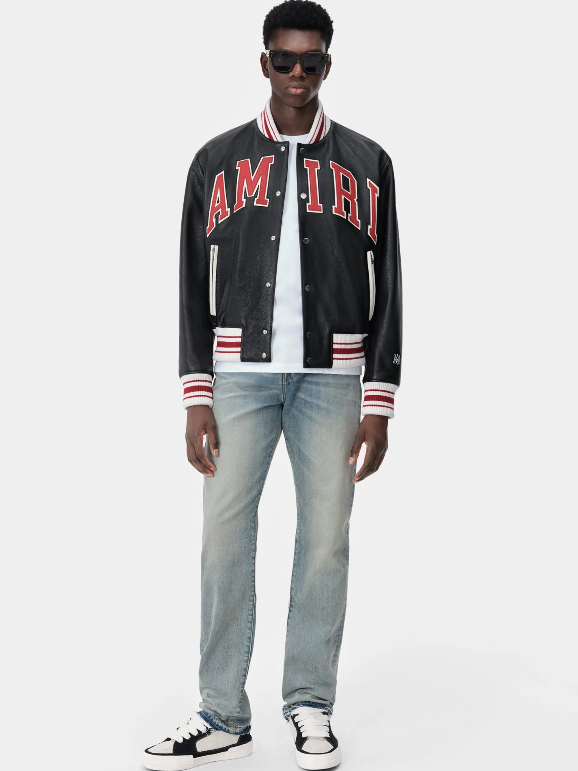 AMIRI Outerwear<LEATHER BOMBER BLACK