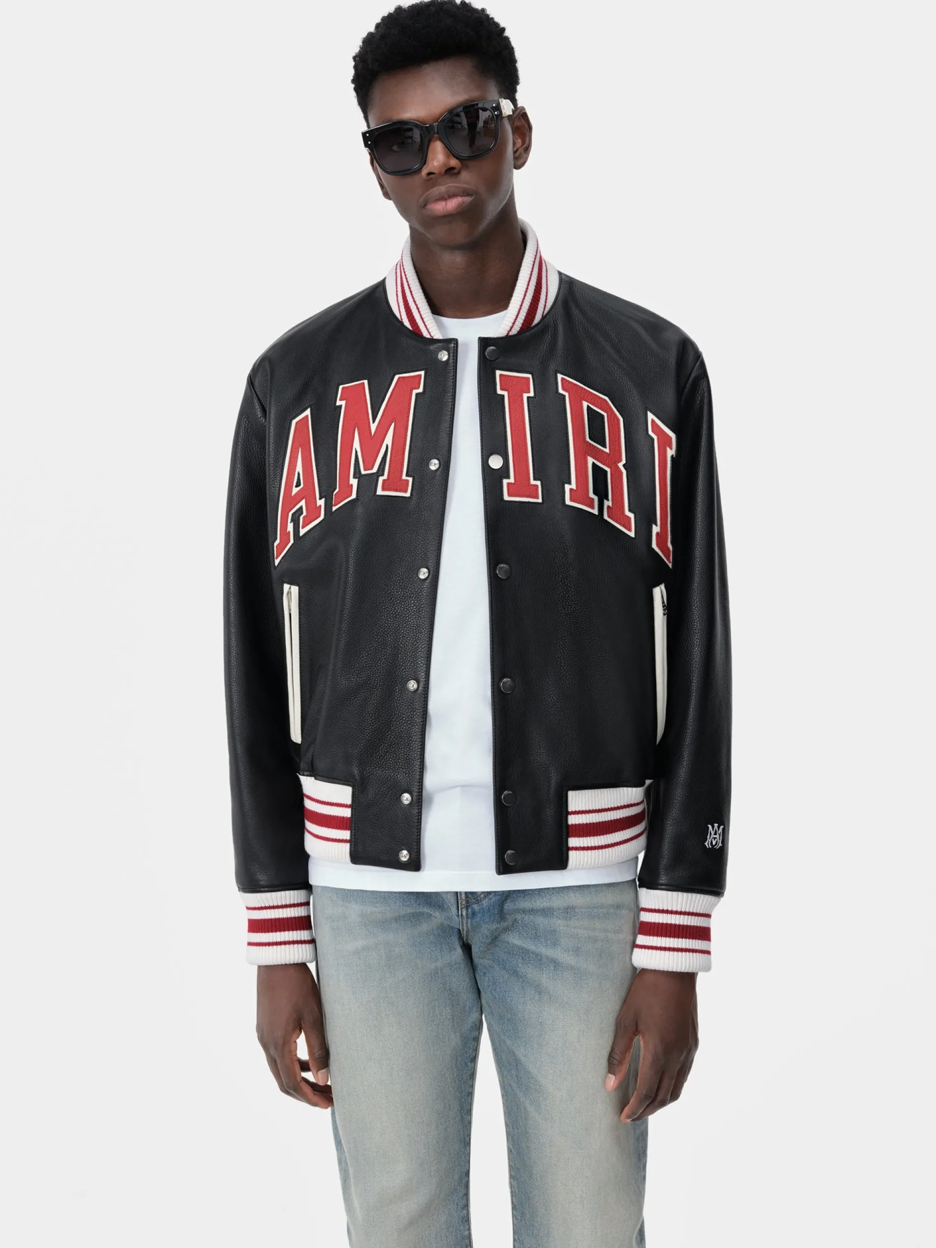 AMIRI Outerwear<LEATHER BOMBER BLACK