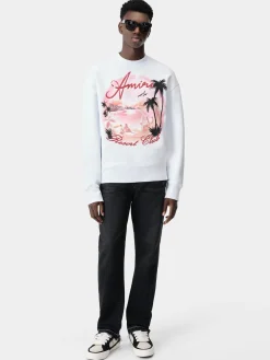 AMIRI Sweatshirts<PARADISE AIRBRUSH CREW White