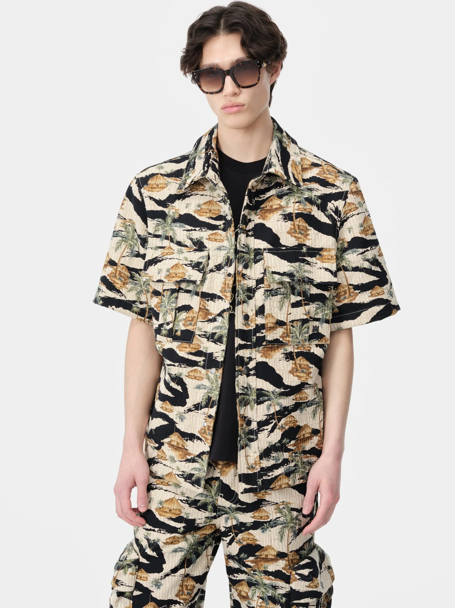 AMIRI Denim<REPEAT PALM CAMP SHIRT Mojave Desert