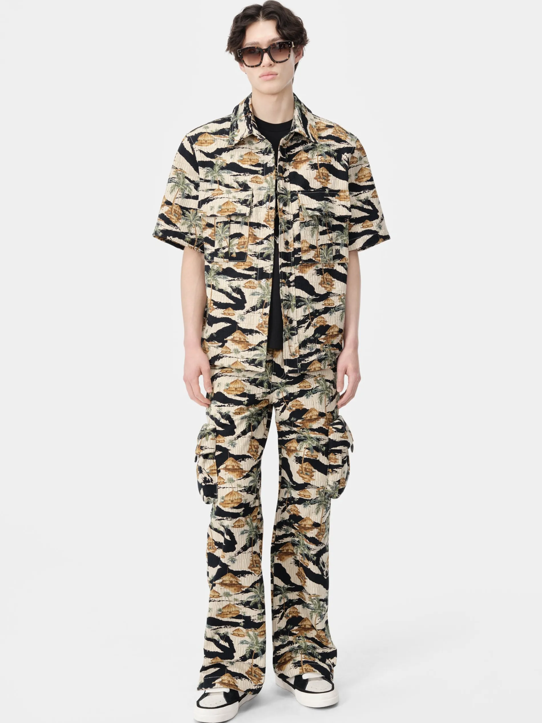 AMIRI Denim<REPEAT PALM CAMP SHIRT Mojave Desert