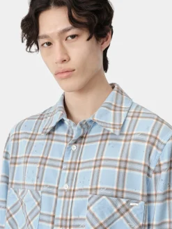 AMIRI Shirts<SHOTGUN FLANNEL Sea Blue