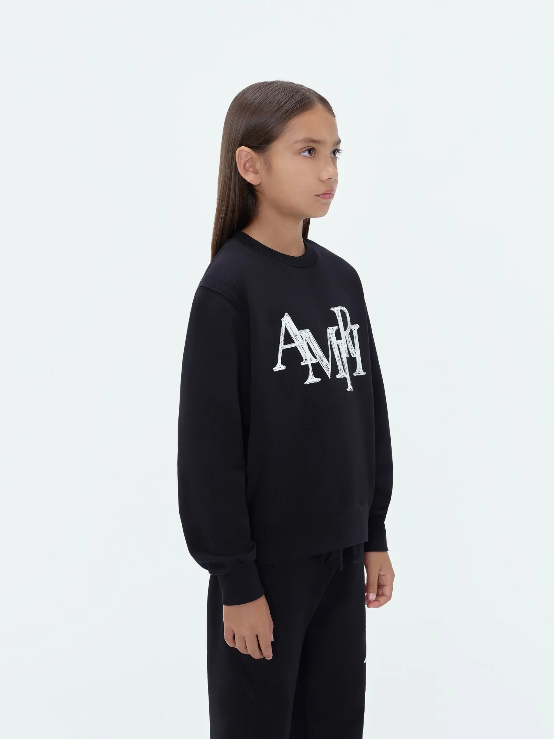 AMIRI Sweatshirts<STAGGERED SCRIBBLE CREWNECK BLACK