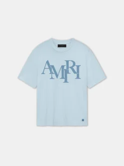 AMIRI Tees<STAGGERED TEE Cerulean