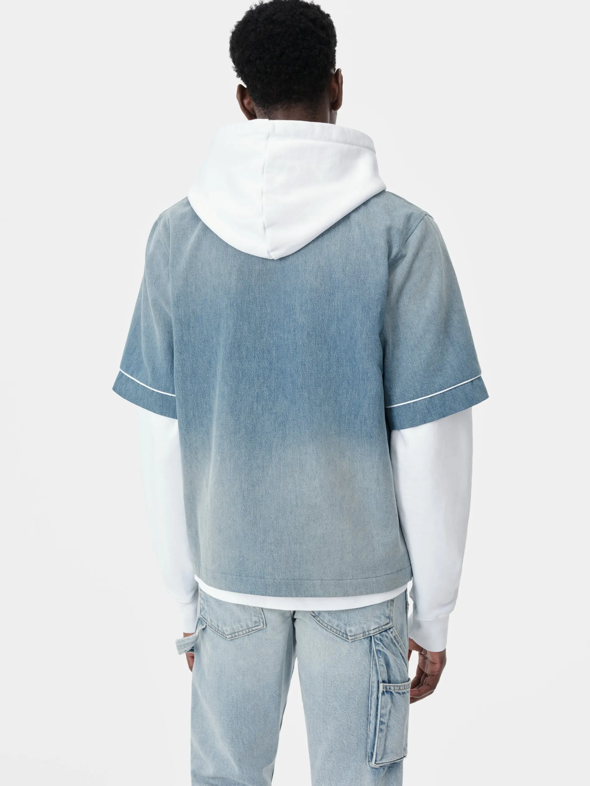 AMIRI Denim<SUNFADED BASEBALL SHIRT PERFECT INDIGO