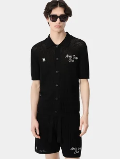 AMIRI Knitwear|Shirts<SURF CLUB CROTCHET POLO BLACK