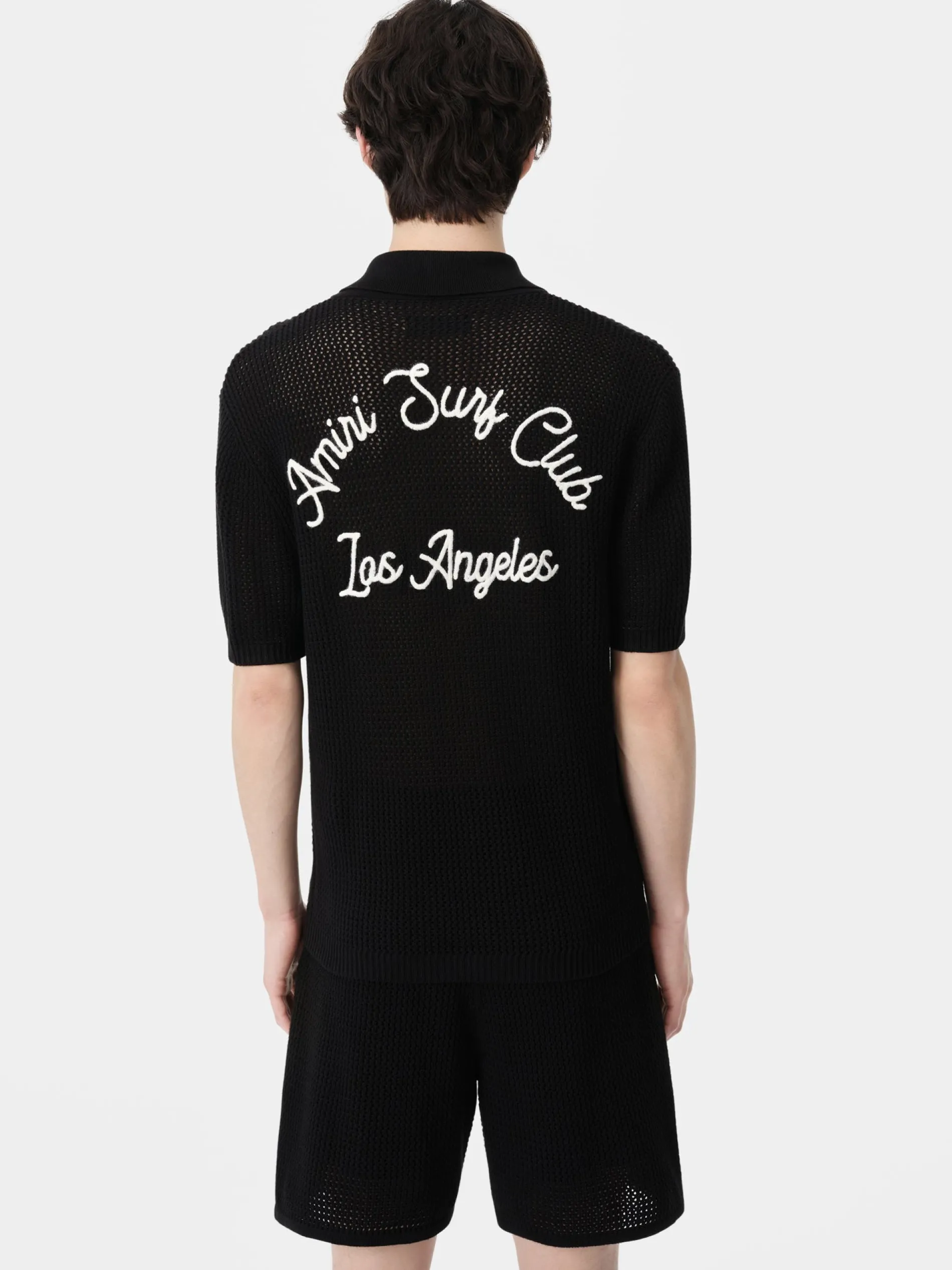 AMIRI Knitwear|Shirts<SURF CLUB CROTCHET POLO BLACK