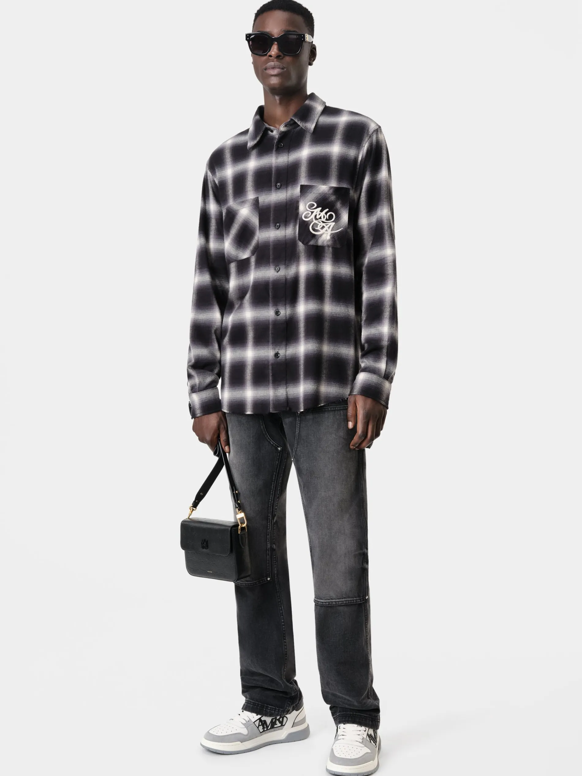 AMIRI Shirts<SWIRL FLANNEL SHIRT BLACK