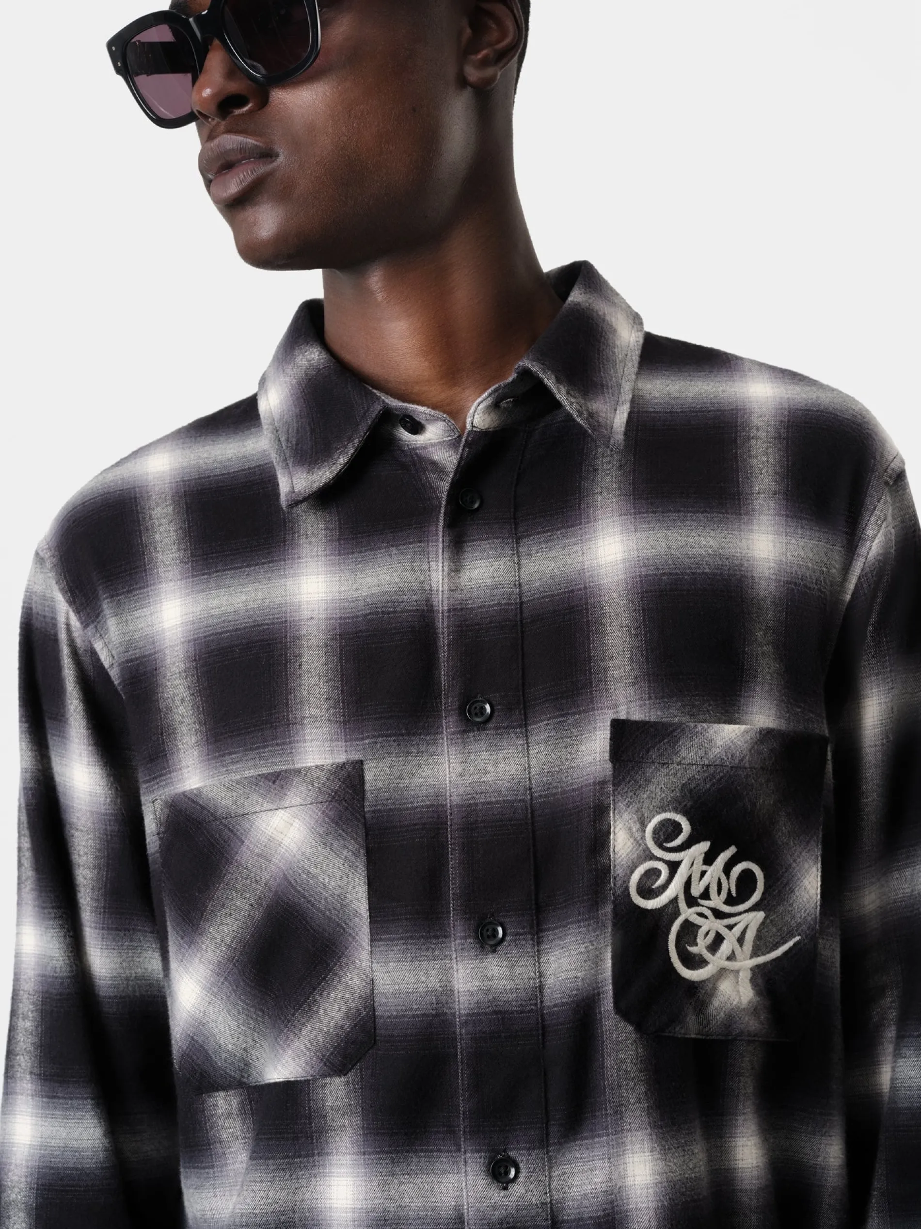 AMIRI Shirts<SWIRL FLANNEL SHIRT BLACK