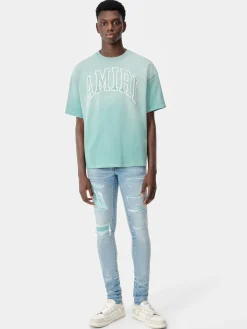 AMIRI Tees<VINTAGE OVERSIZED TEE Sea Blue