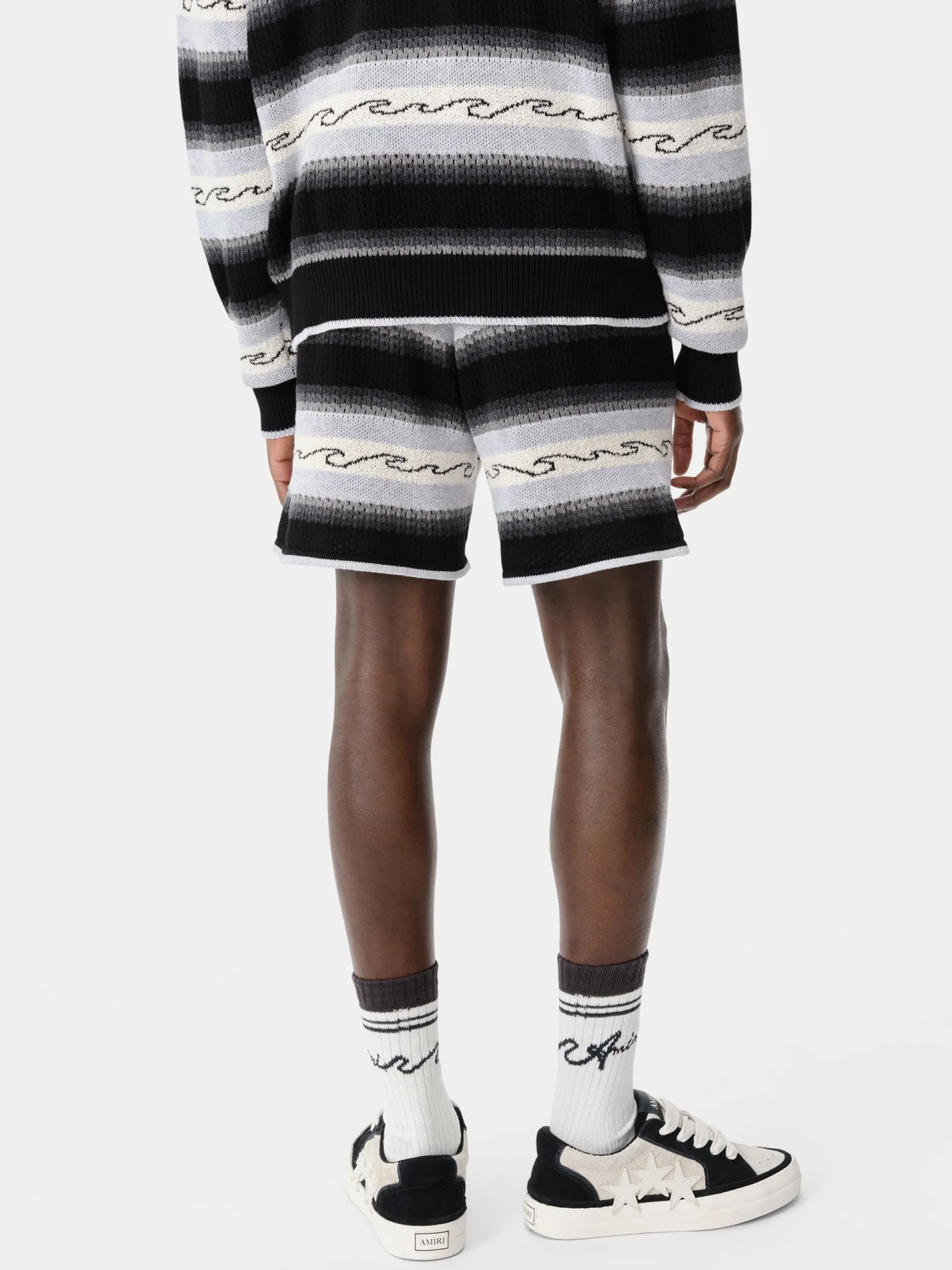 AMIRI Knitwear|Shorts & Sweatpants<WAVE BAJA STRIPE SHORT BLACK