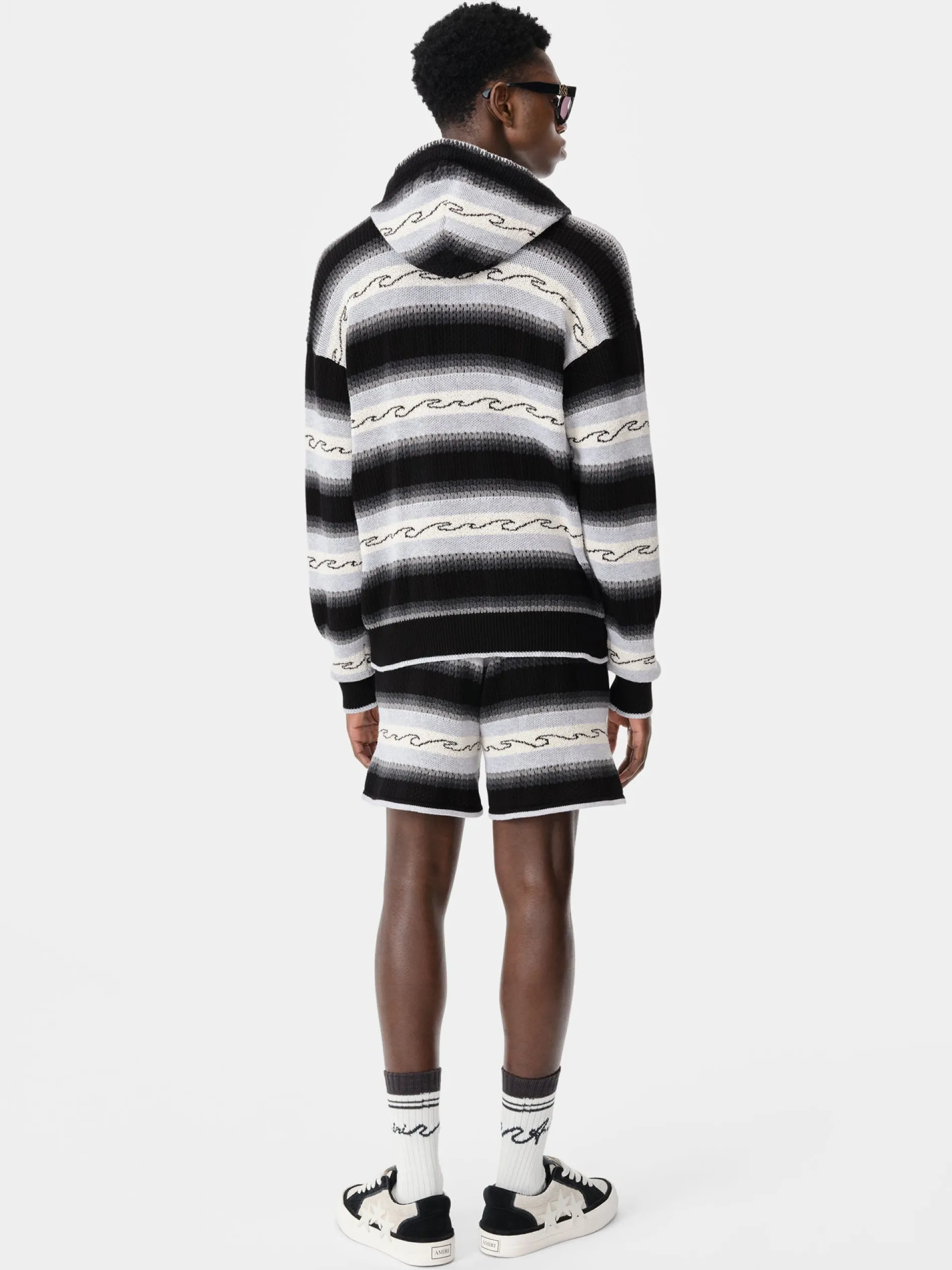 AMIRI Knitwear|Shorts & Sweatpants<WAVE BAJA STRIPE SHORT BLACK