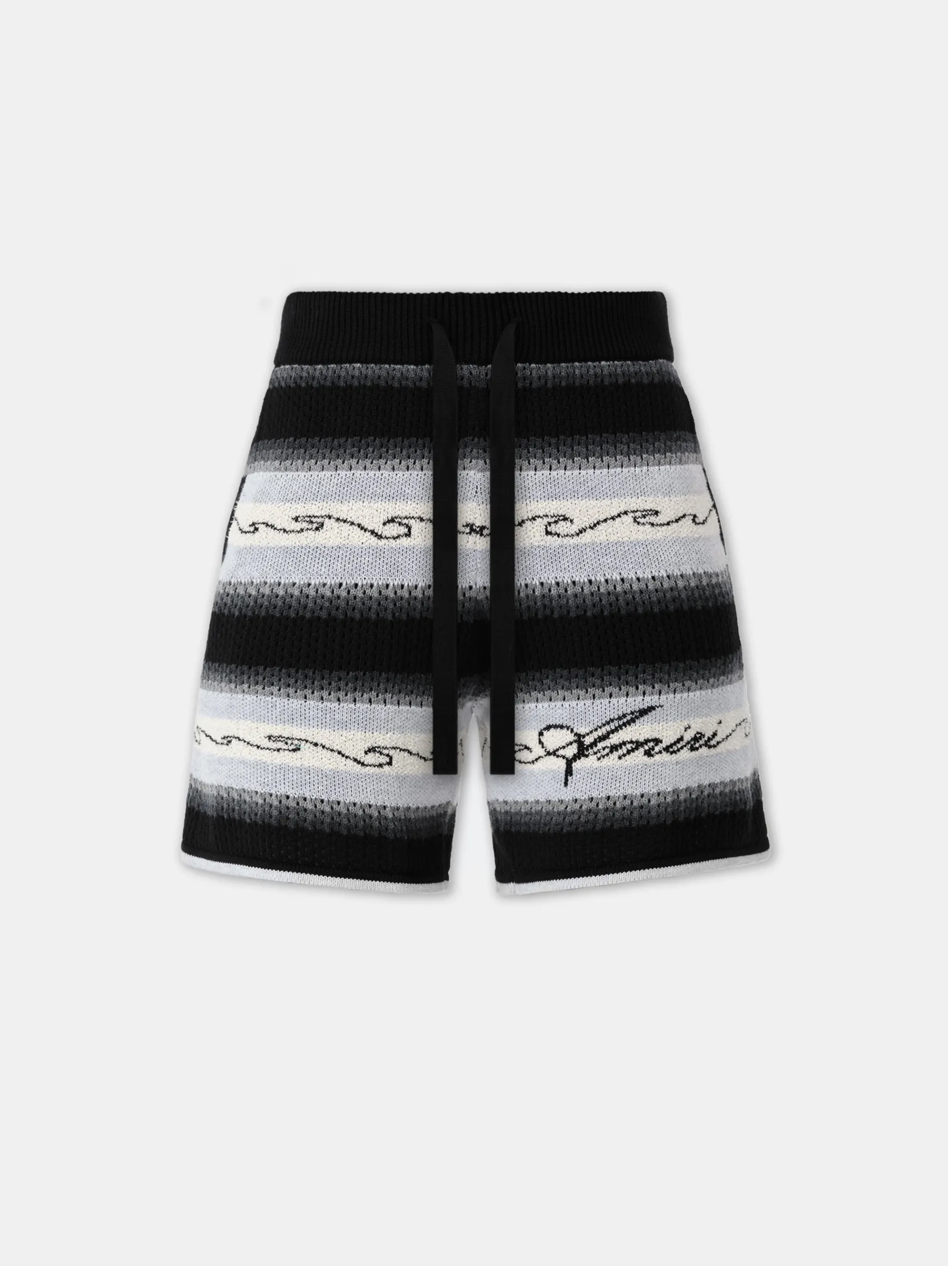 AMIRI Knitwear|Shorts & Sweatpants<WAVE BAJA STRIPE SHORT BLACK