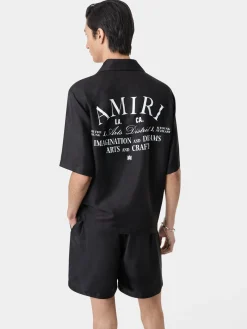 AMIRI Shirts<ARTS DISTRICT BOWLING SHIRT BLACK