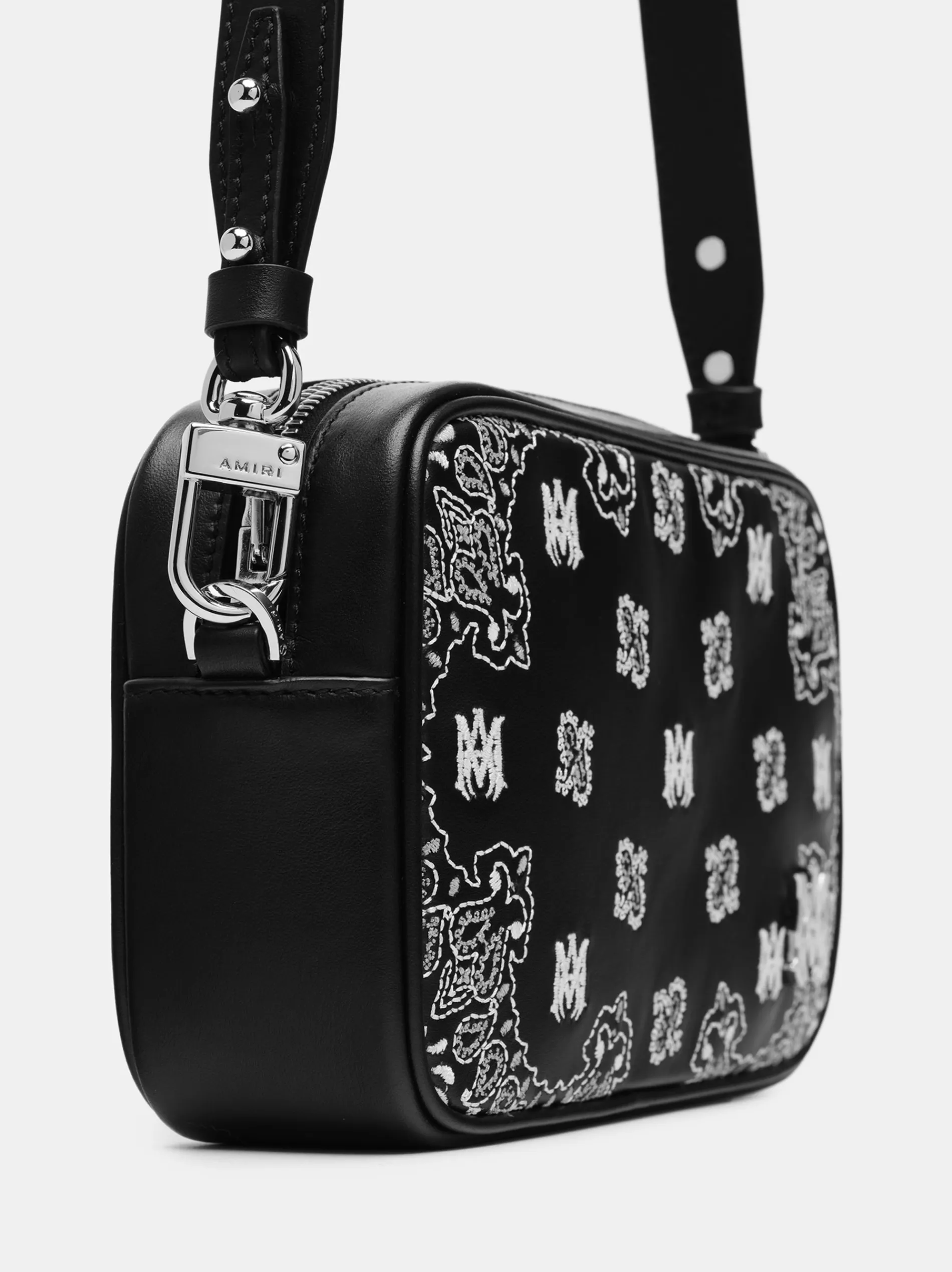 AMIRI Crossbody|Bags<BANDANA EMBROIDERED CAMERA CASE BLACK