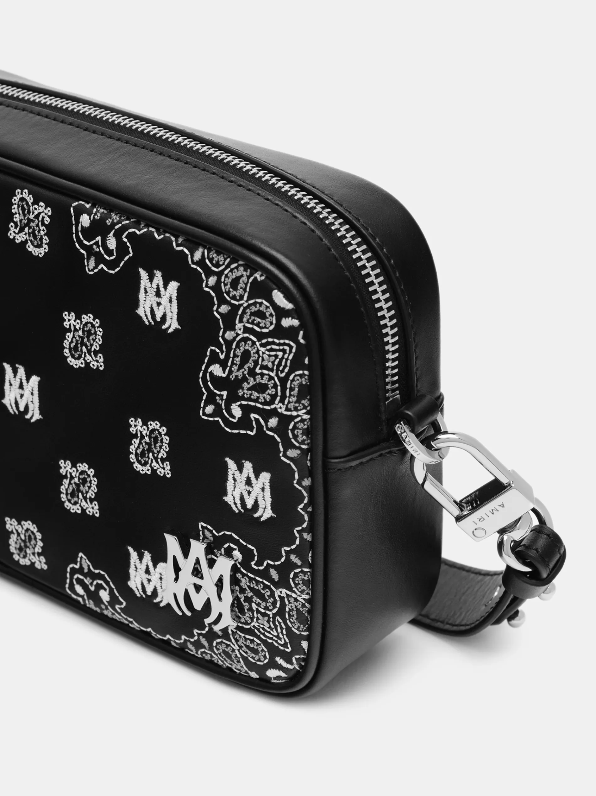 AMIRI Crossbody|Bags<BANDANA EMBROIDERED CAMERA CASE BLACK