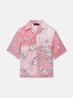 AMIRI Shirts<BANDANA FLORAL BOWLING SHIRT Flamingo Pink