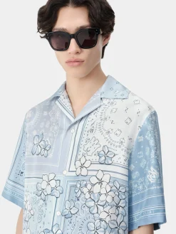 AMIRI Shirts<BANDANA FLORAL BOWLING SHIRT Cerulean