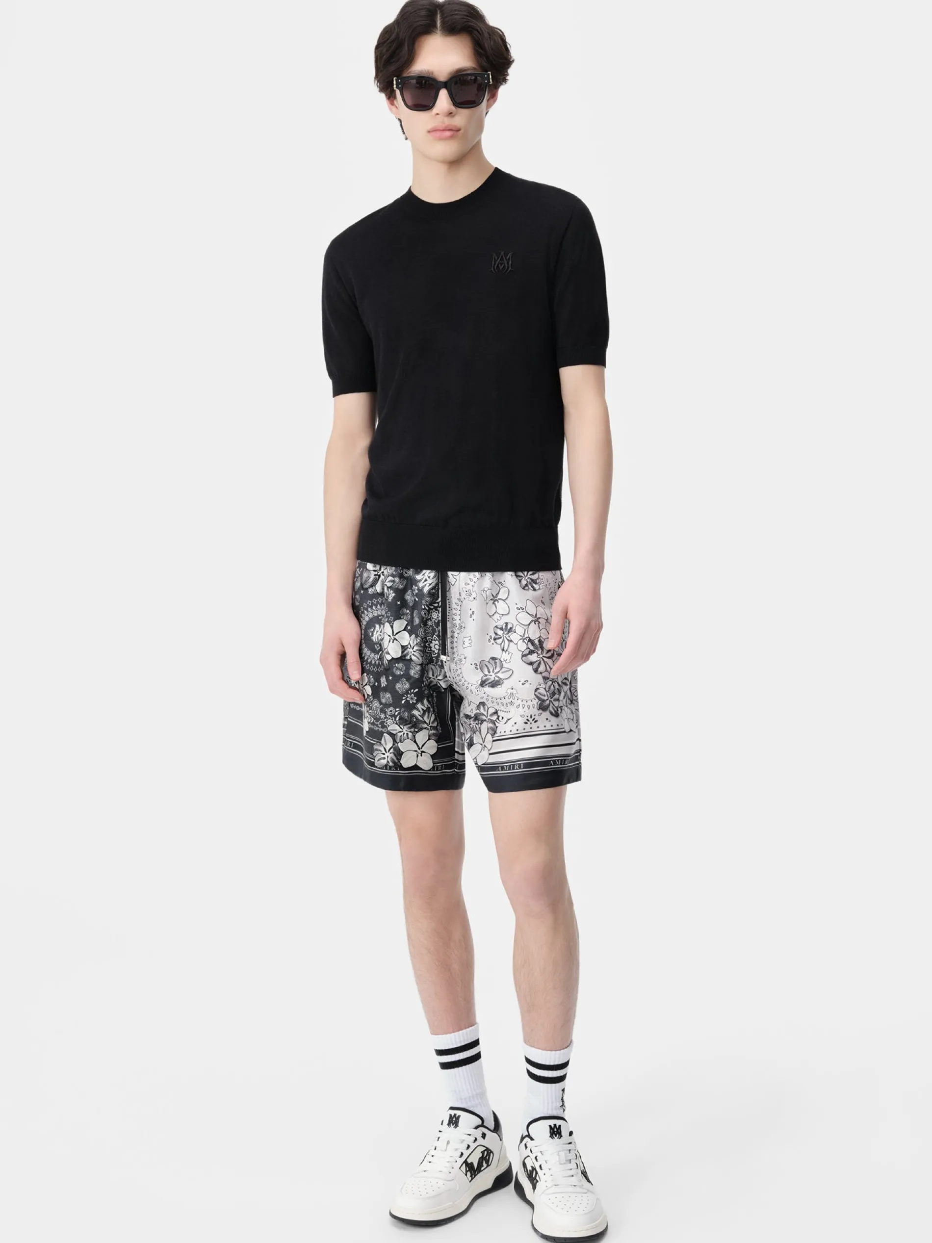 AMIRI Shorts & Sweatpants<BANDANA FLORAL SHORT BLACK