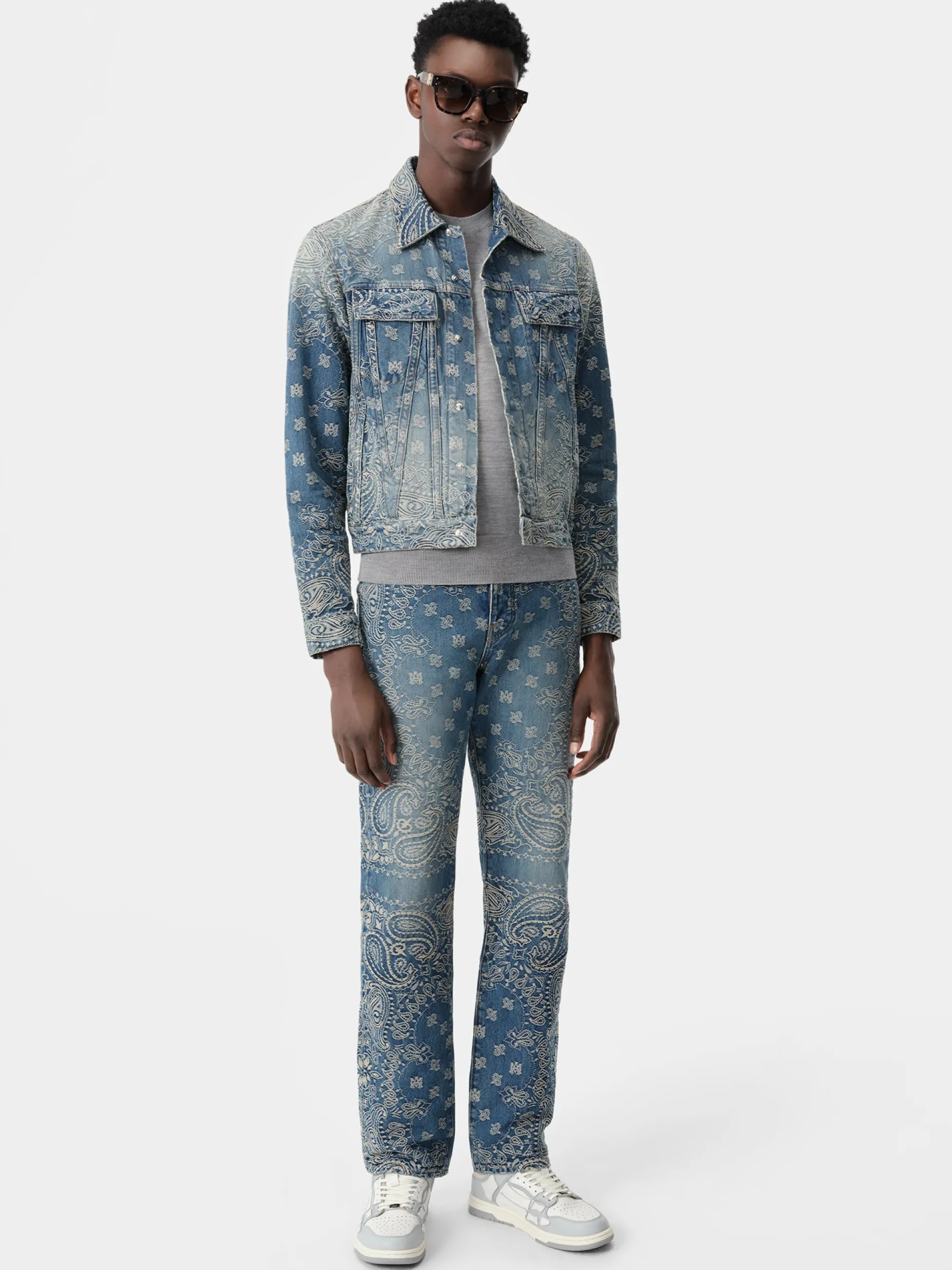 AMIRI Denim<BANDANA JACQUARD MA TRUCKER JACKET Dark Indigo