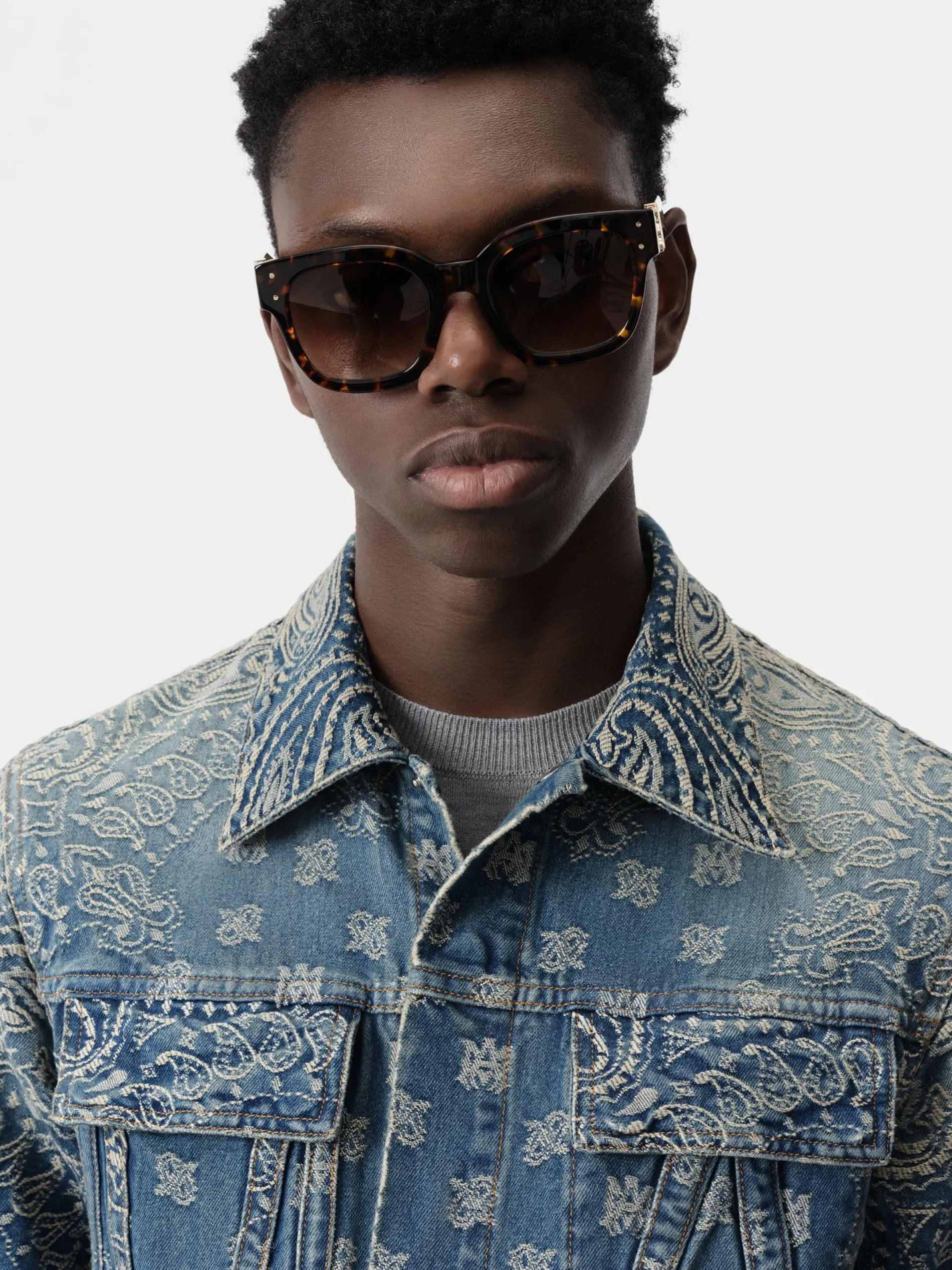AMIRI Denim<BANDANA JACQUARD MA TRUCKER JACKET Dark Indigo