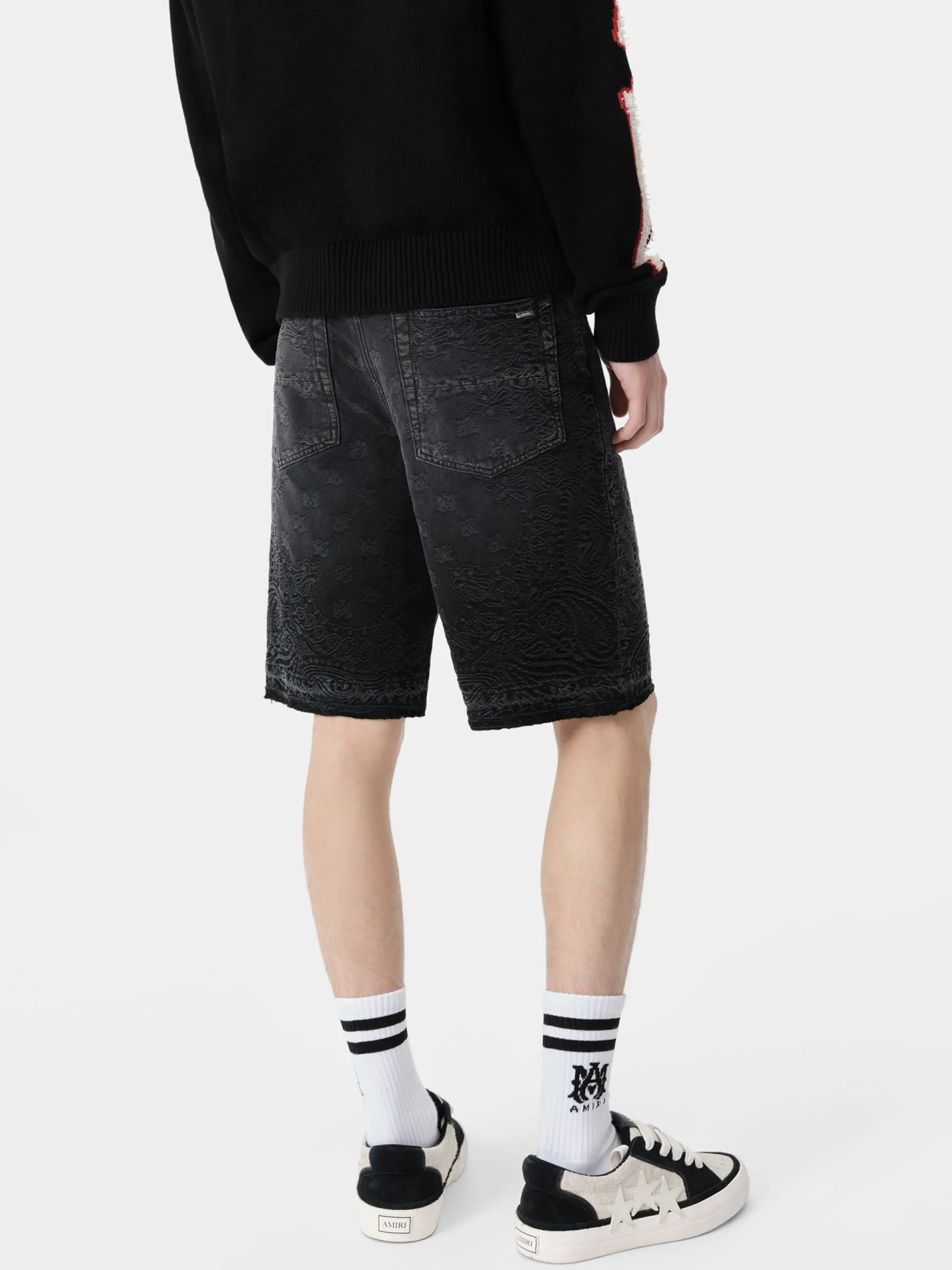 AMIRI Denim<BANDANA JACQUARD SKATER SHORT Vintage Black