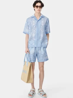 AMIRI Shorts & Sweatpants<BANDANA WATERCOLOR SHORT Cerulean