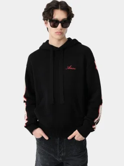 AMIRI Knitwear<BONES HOODIE BLACK