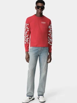 AMIRI Tees<BONES STACKED LONG SLEEVE TEE Red