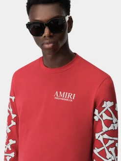 AMIRI Tees<BONES STACKED LONG SLEEVE TEE Red