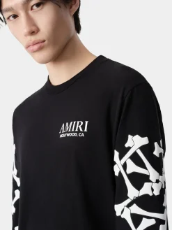 AMIRI Tees<BONES STACKED LONG SLEEVE TEE BLACK