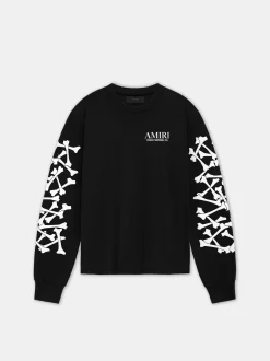 AMIRI Tees<BONES STACKED LONG SLEEVE TEE BLACK