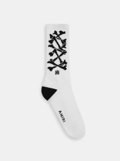 AMIRI Socks|Socks<BONES STACKED SOCKS White Black