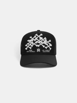 AMIRI Hats|Hats<BONES STACKED TRUCKER HAT BLACK