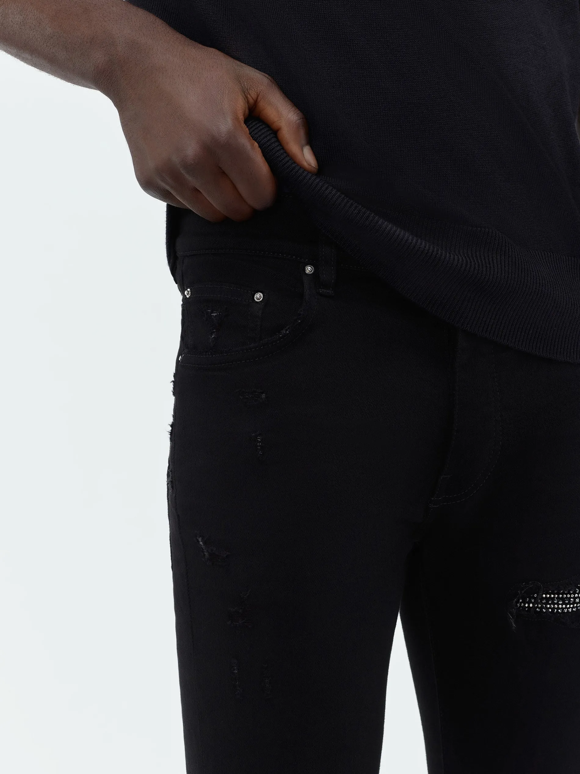 AMIRI Denim<CRYSTAL MX1 JEAN BLACK OD