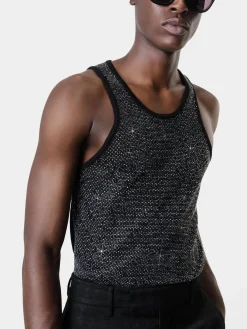 AMIRI Knitwear|Tees<CRYSTAL TANK TOP BLACK