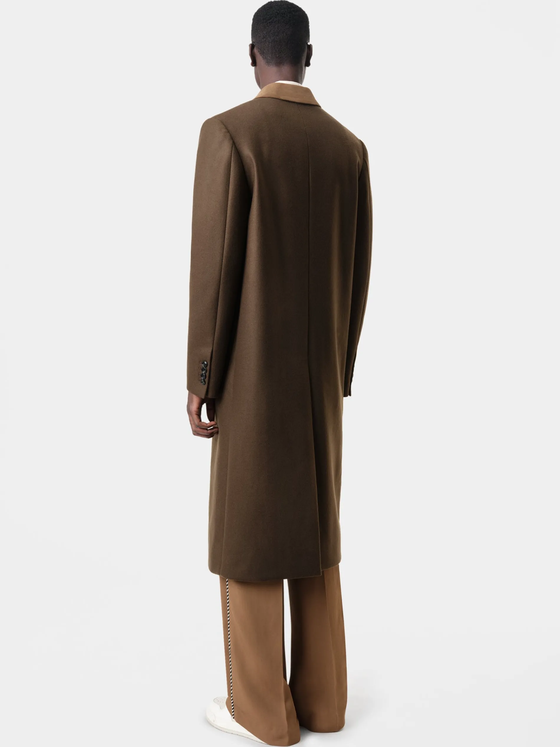 AMIRI Outerwear<DOUBLE-BREASTED OVERCOAT DARK BROWN