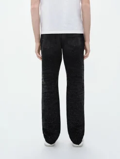 AMIRI Denim<FLORAL CRYSTAL STRAIGHT JEAN FADED BLACK