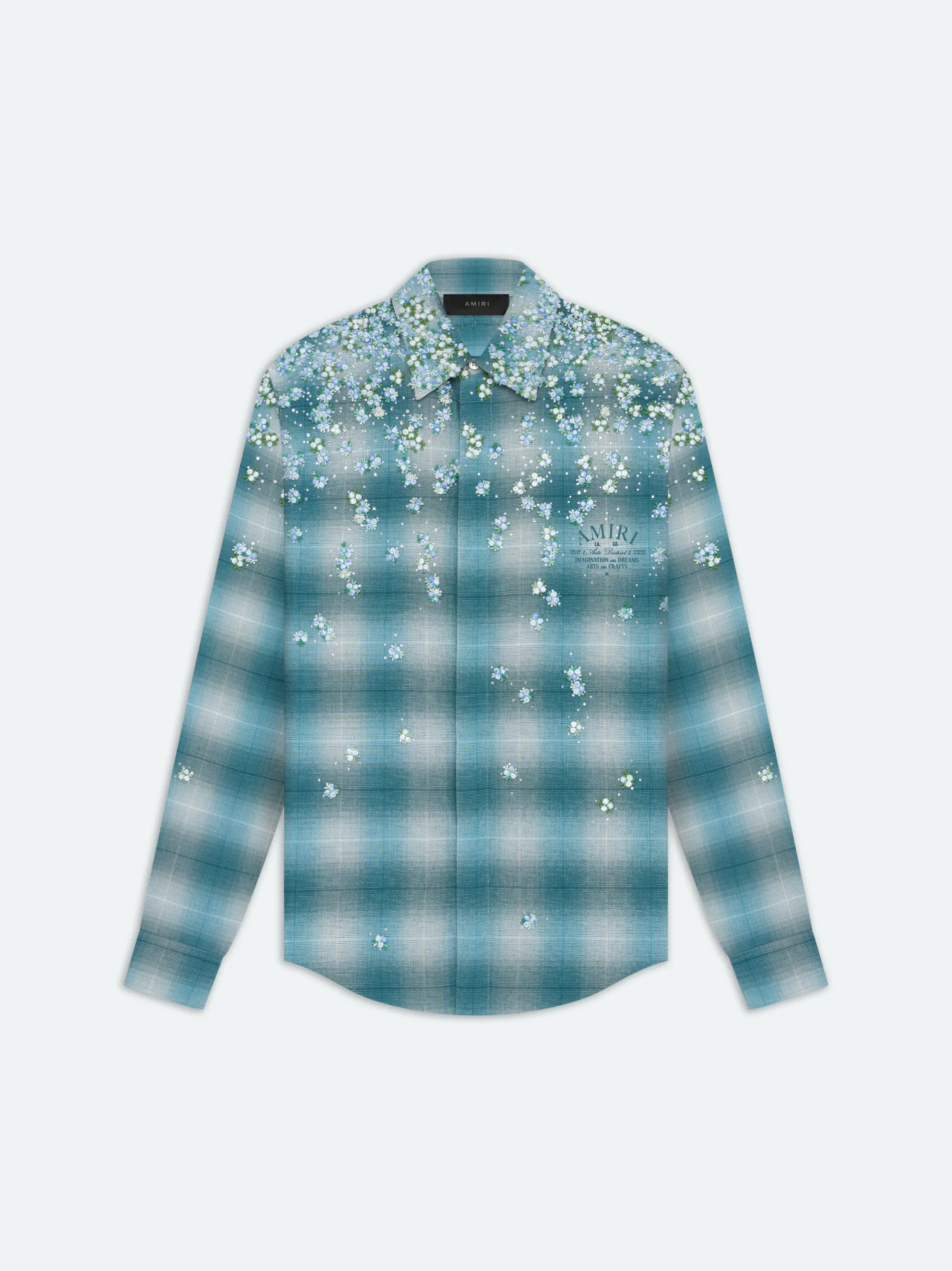 AMIRI Shirts<FLORAL FLANNEL Blue
