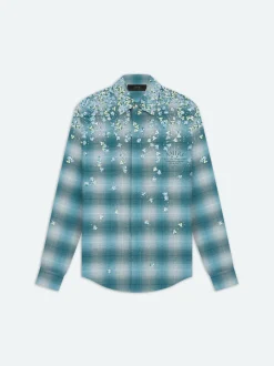 AMIRI Shirts<FLORAL FLANNEL Blue