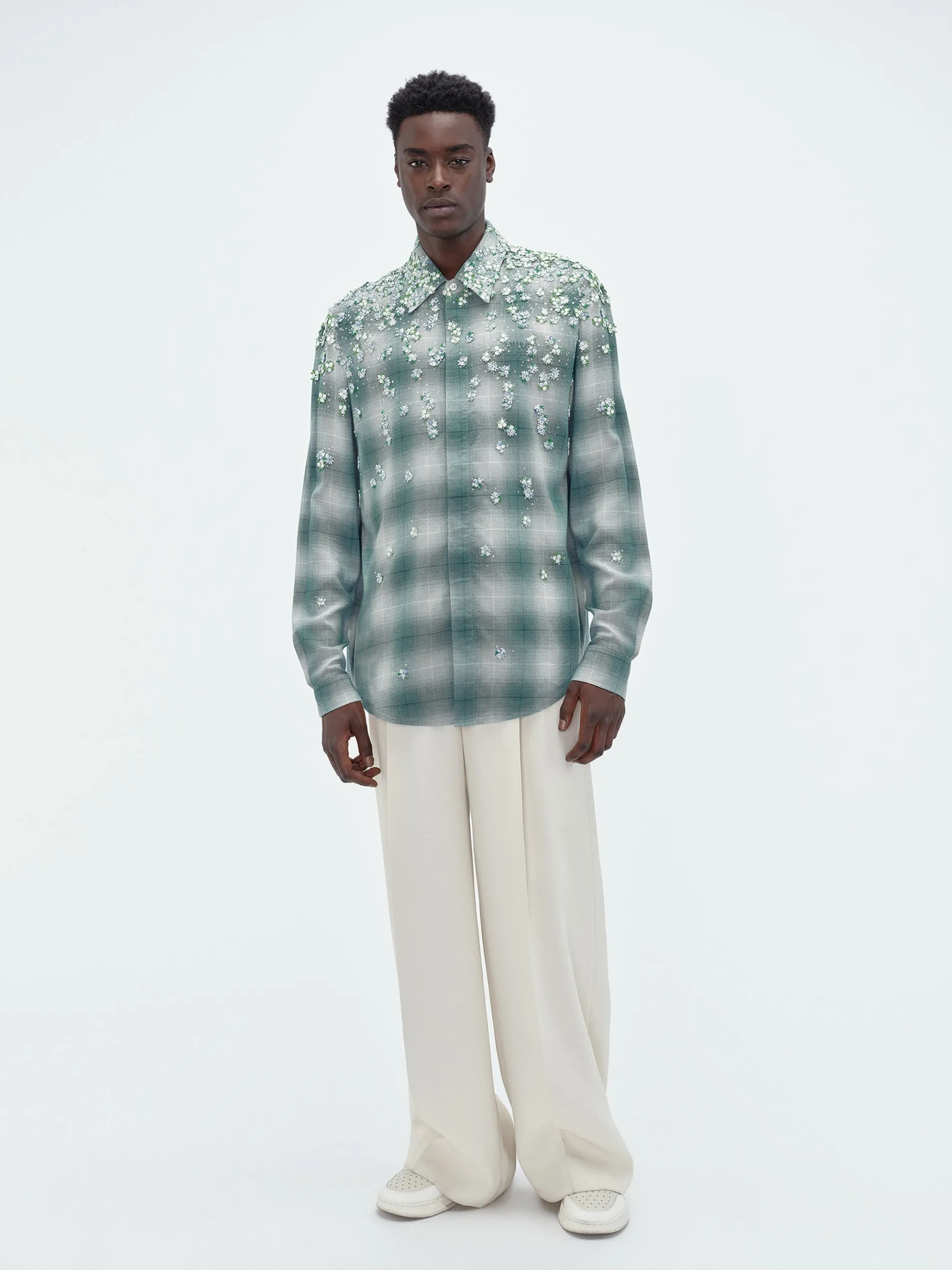 AMIRI Shirts<FLORAL FLANNEL Blue