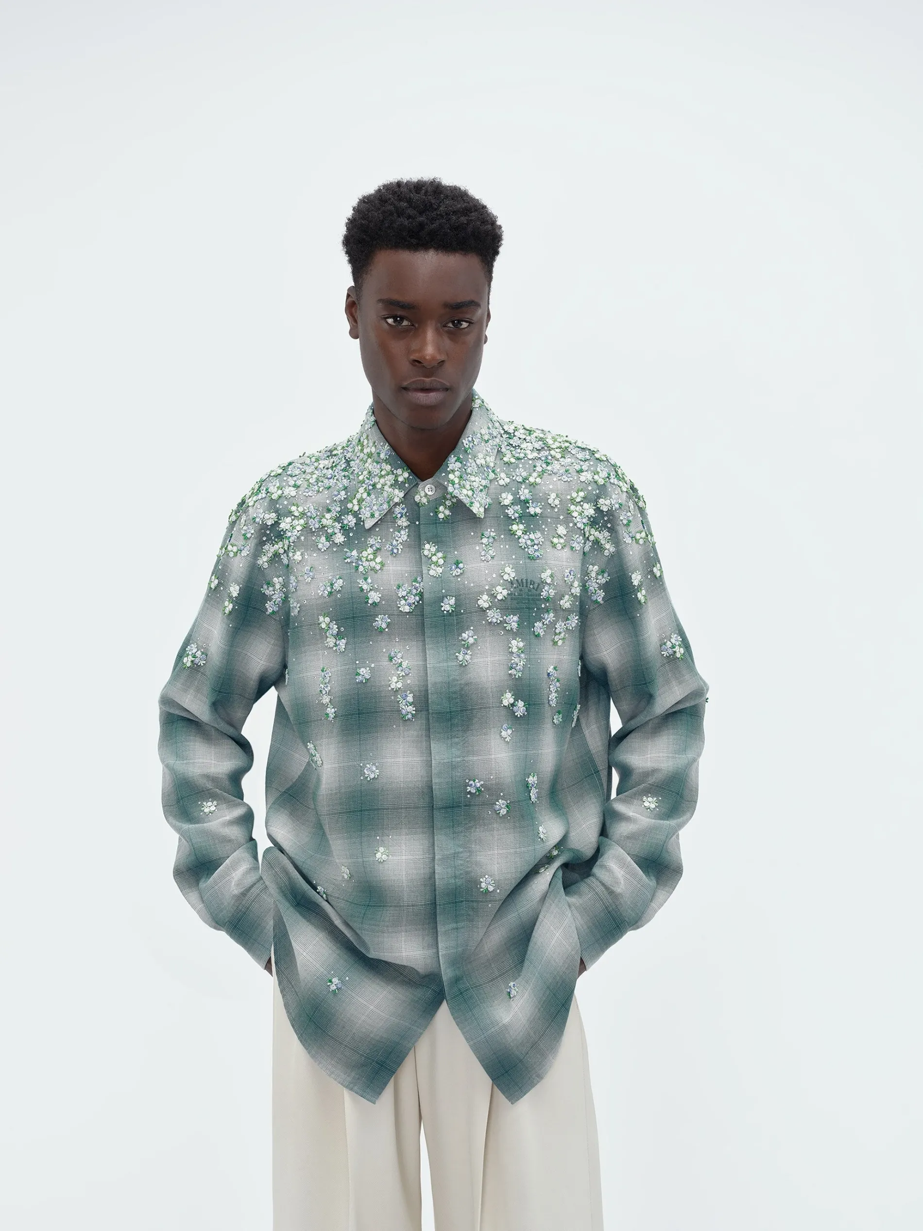AMIRI Shirts<FLORAL FLANNEL Blue