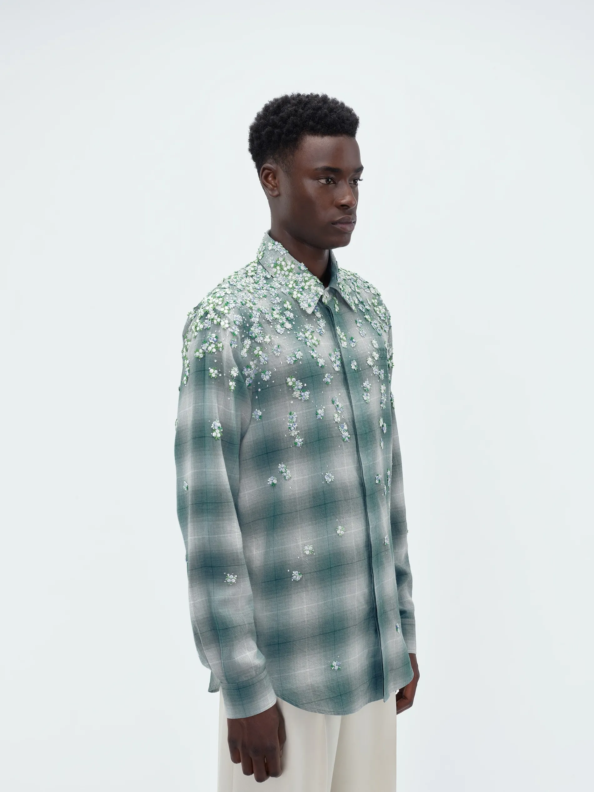 AMIRI Shirts<FLORAL FLANNEL Blue