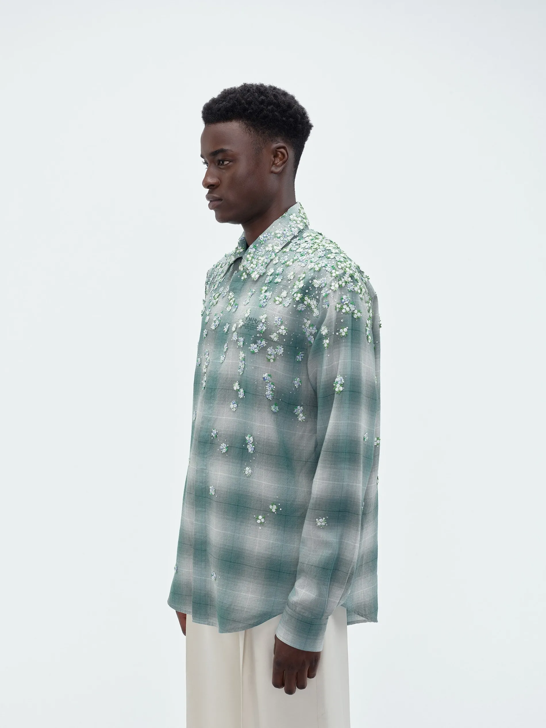 AMIRI Shirts<FLORAL FLANNEL Blue